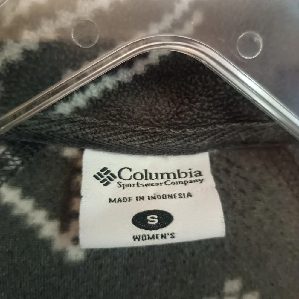 Columbia Women's S‎ Fleece Pullover Sweater 1/4 Zip Lightweight Aztec Gray Black